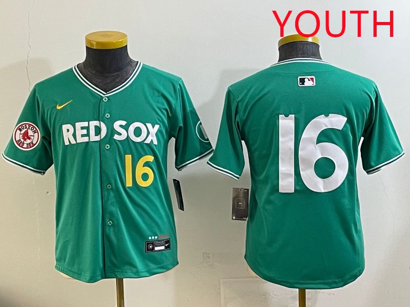 Youth Boston Red Sox #16 No Name Green Joint Name Nike 2025 MLB Jersey style 9